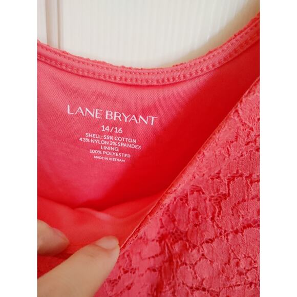 Lane Bryant Top Sleeveless Tank Lace Overlay Coral 14/16 NWT - Picture 3 of 5